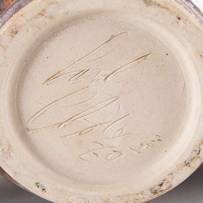 Carl Cunningham-Cole,  a set of three stoneware vases, signed, one dated 80.