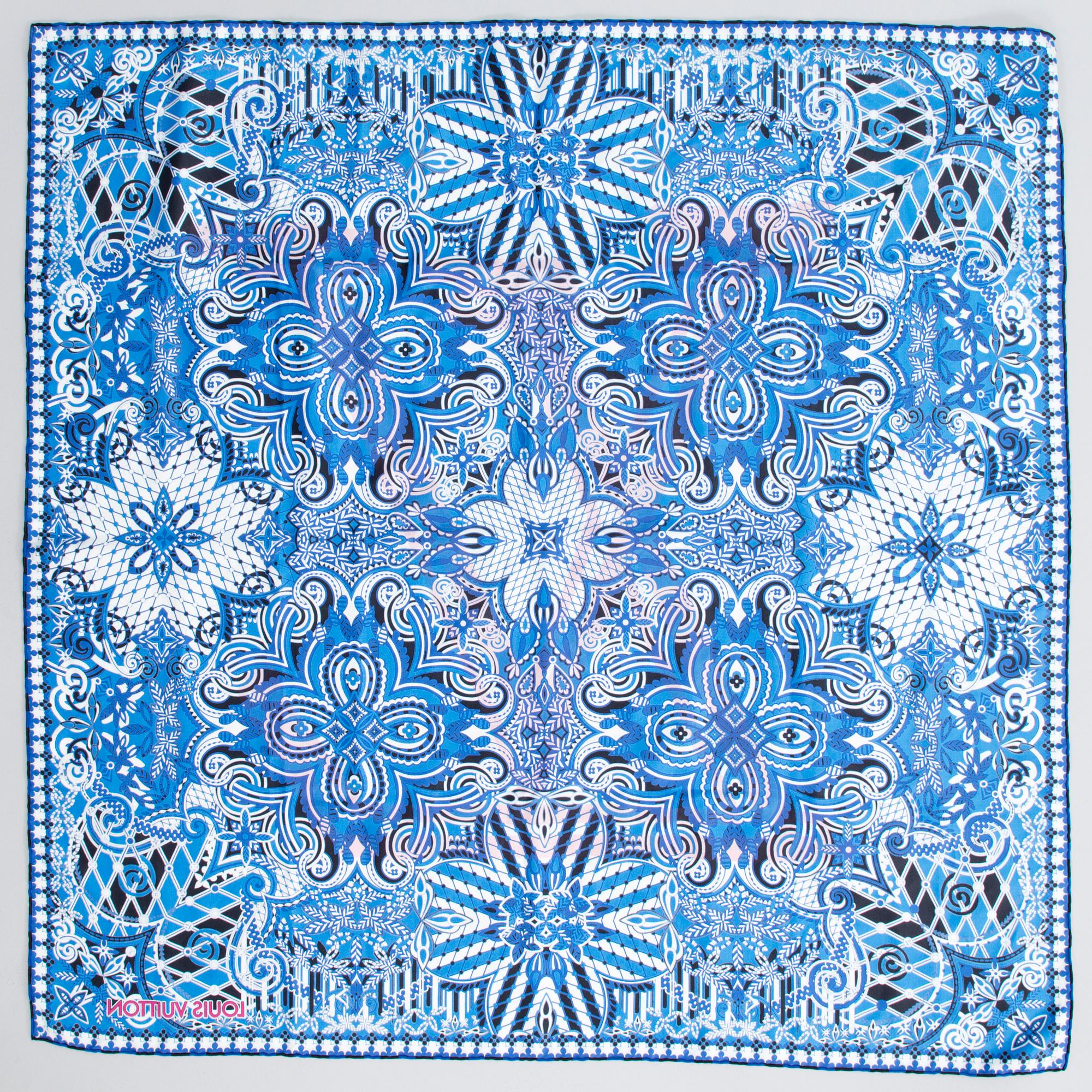 LOUIS VUITTON Silk Scarf with Monogram Patch Mini Pochette Bag.