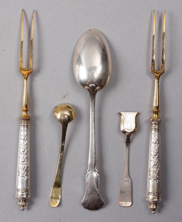 PARTI BESTICK, 23 st, silver, bla GAB, 1900-talets första hälft.