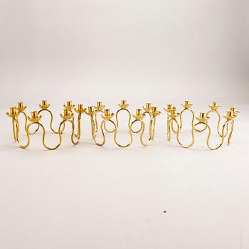 Lars Holmström, kandelabrar, 3 st, mässing, Arvika, 1900-talets mitt.