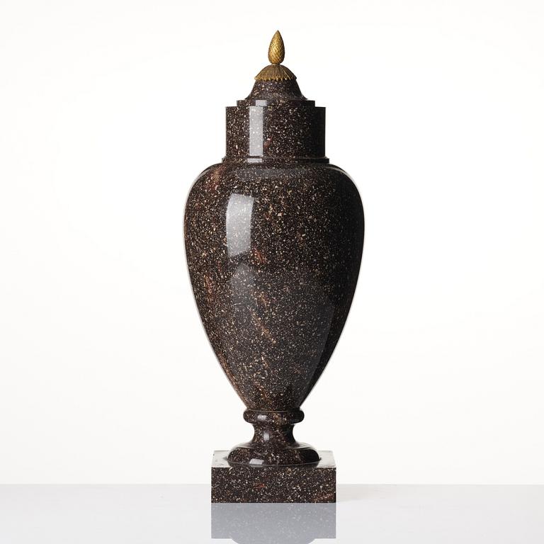 A Swedish early 19th century 'Blyberg' porphyry urn.