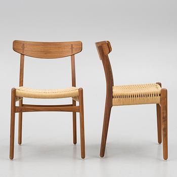 Hans J. Wegner, Six "Spisestolen" chairs/CH23, Carl Hansen & Søn, Denmark, contemporary production.