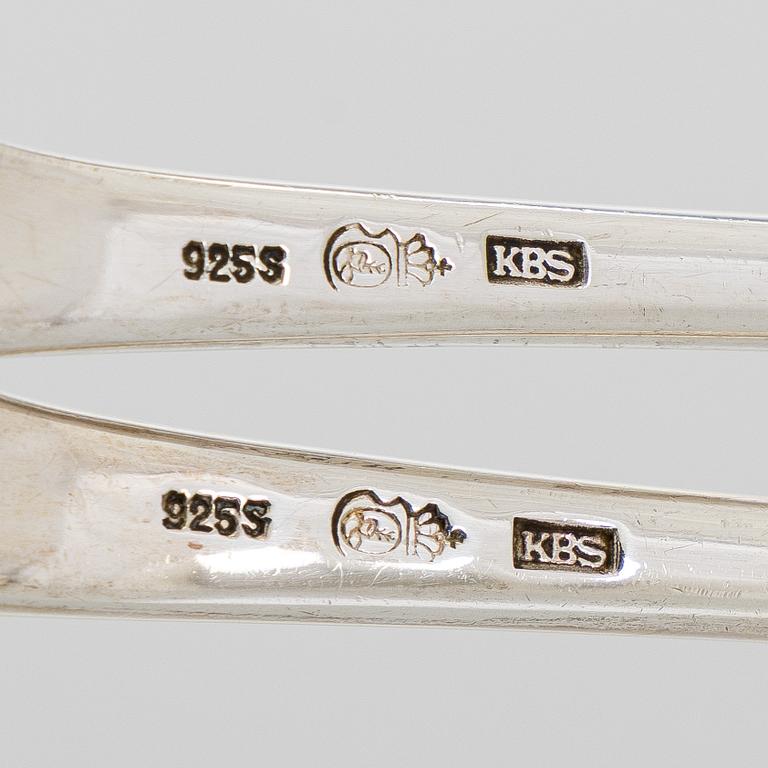 Kay Bojesen, Serveringsfat samt -bestick, sterlingsilver och palisander, Danmark. Kring 1960-talets mitt.