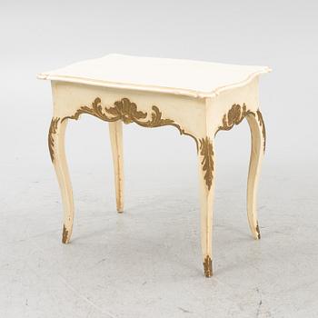 A painted rococo table with av drawer, 18th century.
