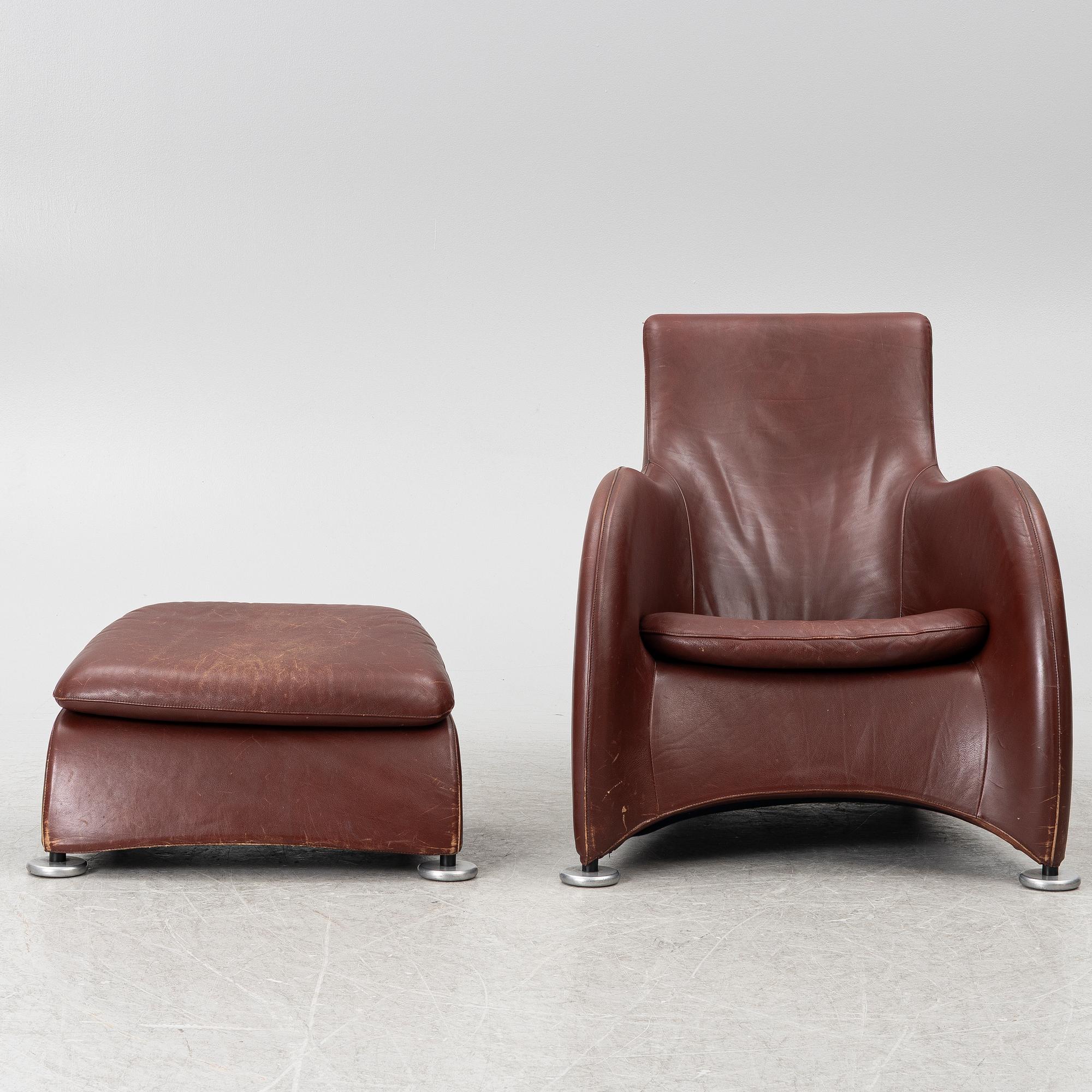 Gerard van den Berg, Armchair with footstool, "Loge", Montis, Netherlands, late 20th century.