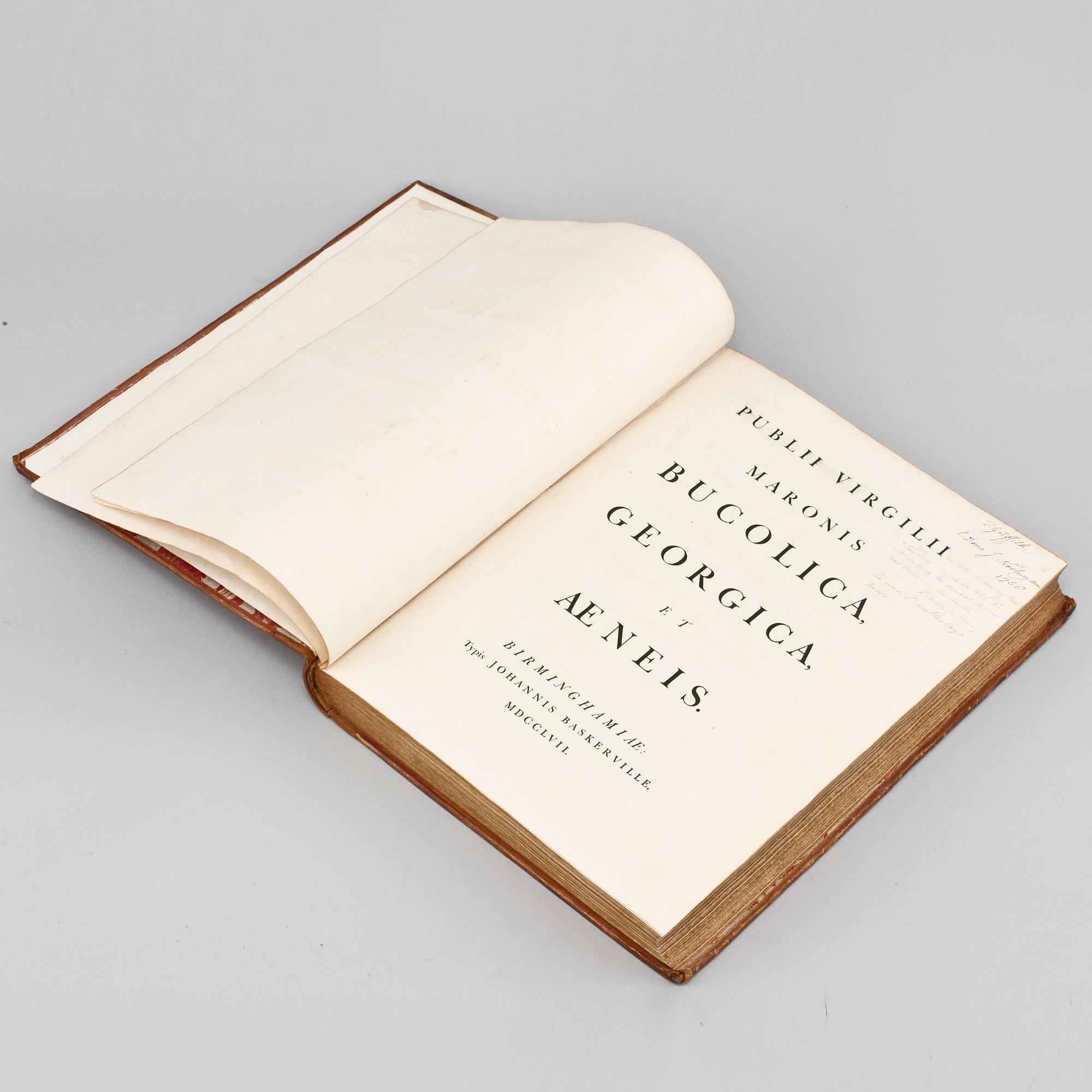 BOK,"Bucolica Georgica et Aeneis" av Publius Vergilius Maronis, Baskerville, Birmingham 1757.