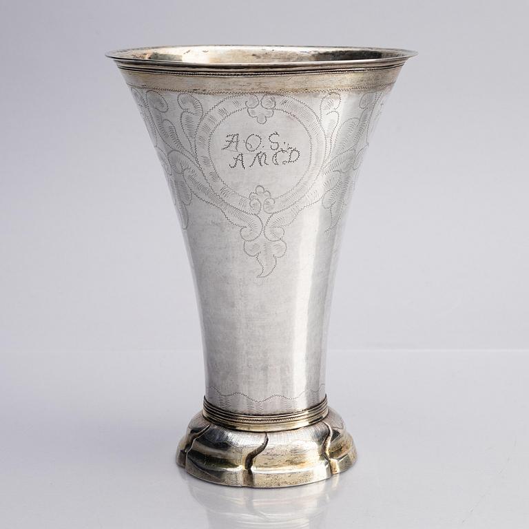 A Swedish parcel-gilt silver beaker, mark of Carl Fredrik Seseman, Arboga 1797.