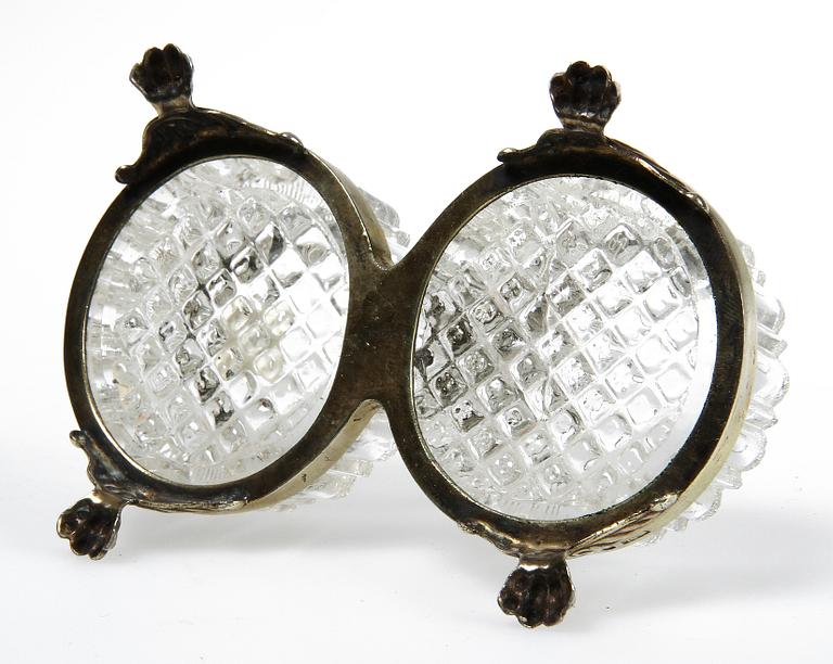 SALTKAR, silver samt glas, empir, 1832.