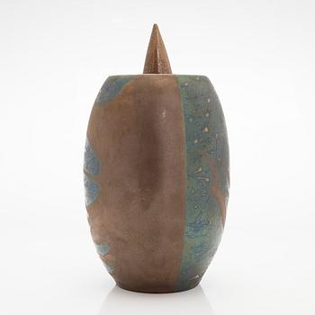 Inkeri Leivo, vas med lock, keramik, signerad Inkeri Leivo Arabia.