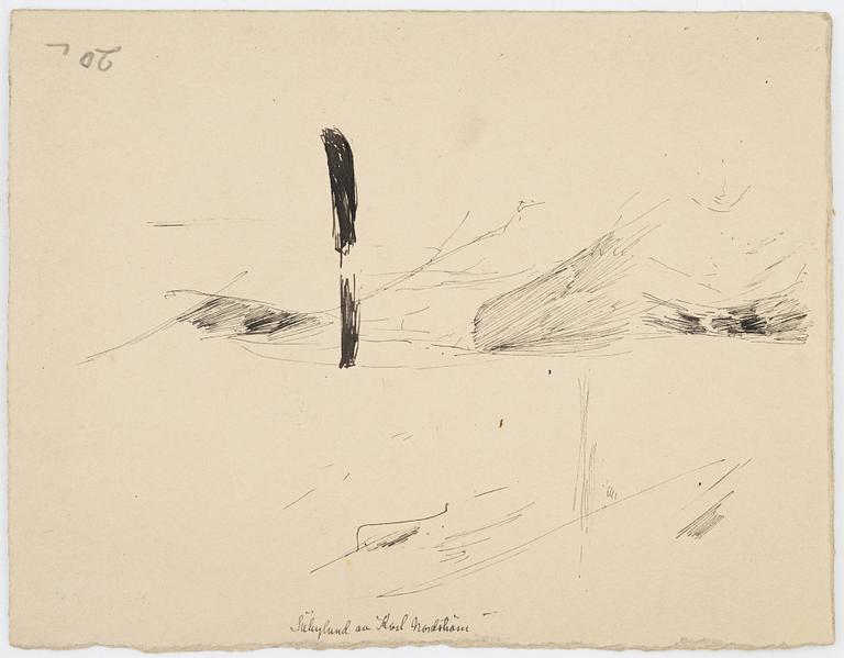 Karl Nordström, tuschteckning, dubbelsidig, signerad.