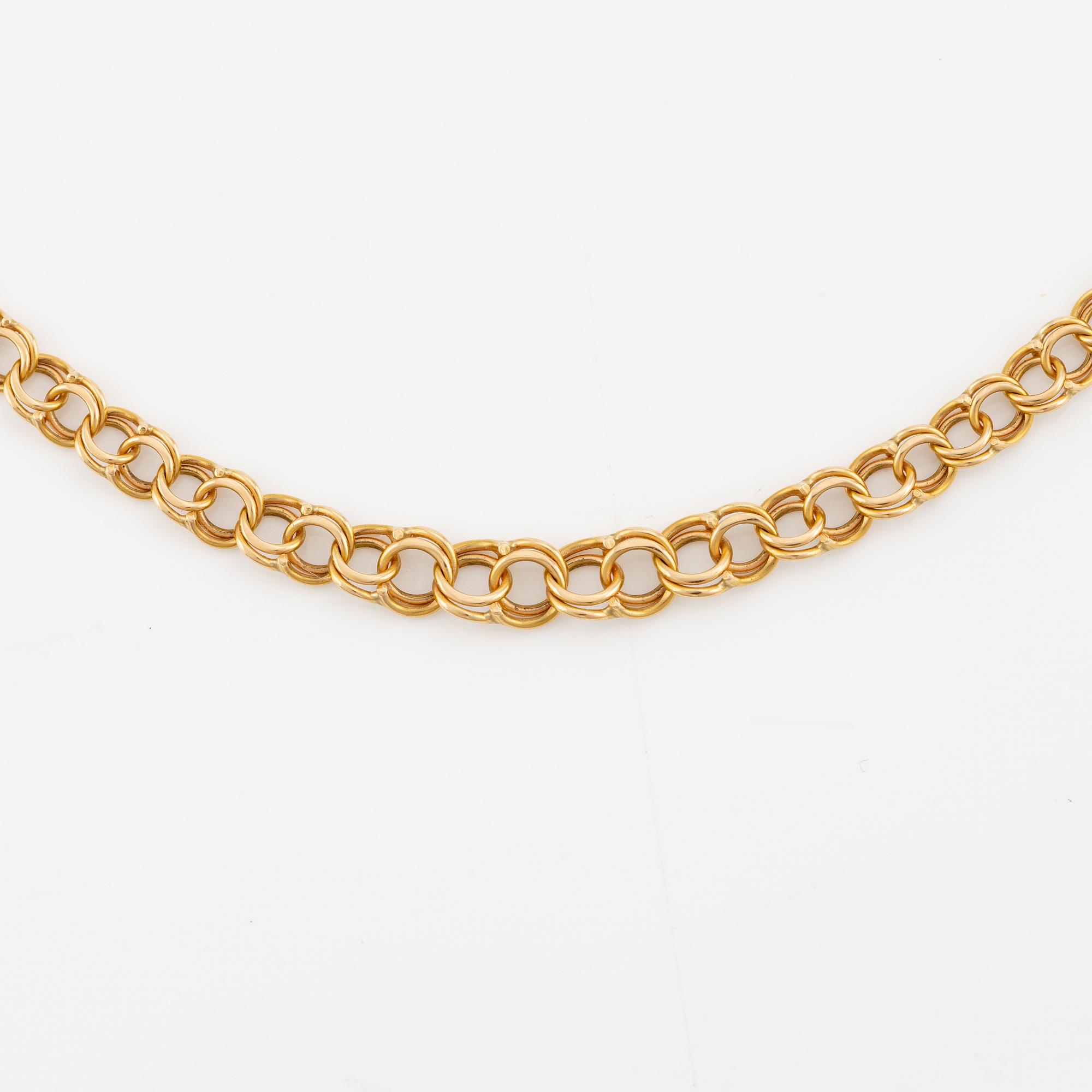 Necklace, 18k gold, Bismarck link.