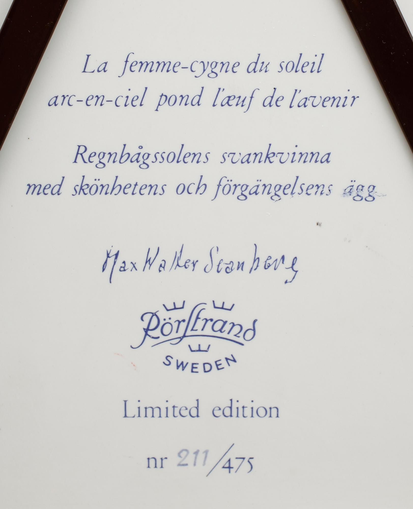 MAX WALTER SVANBERG, väggplatta, porslin, Rörstrand.