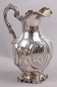 KAFFE- OCH TESERVIS, 4 delar, silver, nyrokoko, Gustaf Möllenborg, 1857.