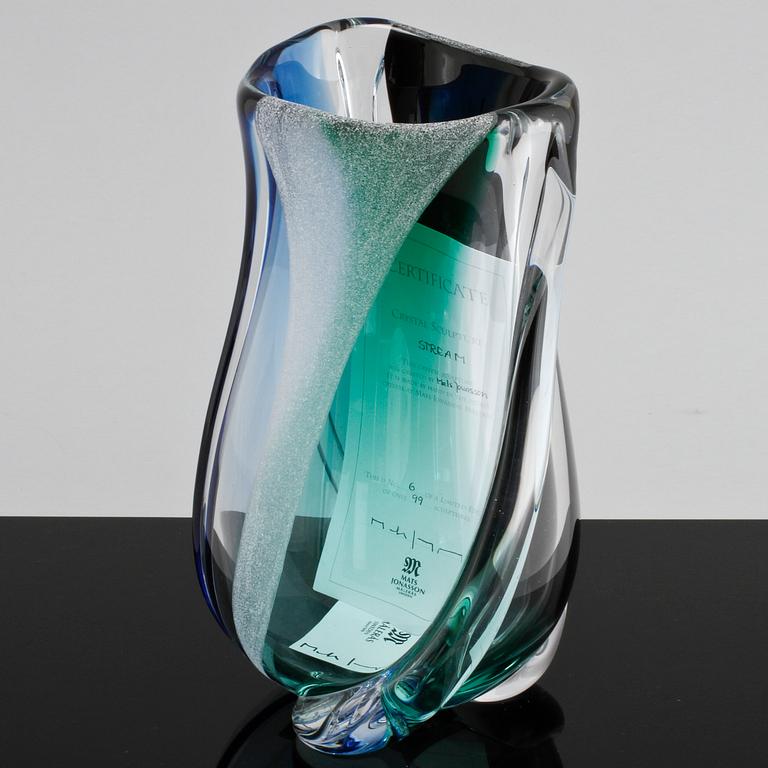 VAS, glas, Mats Jonasson, Målerås, limited edition, signerad och numrerad 6/99, 2000-tal.