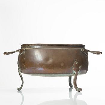 A Swedish copper cauldron, late 18th century.