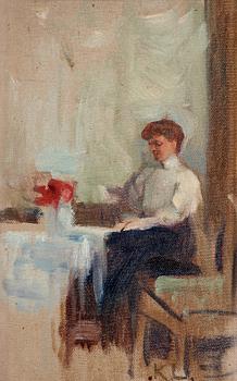 160. Karin Stackelberg - Lagerberg, "Tant Sigrid å verandan på Rönneholm 1908" (Aunt Sigrid on the veranda at Rönneholm 1908).