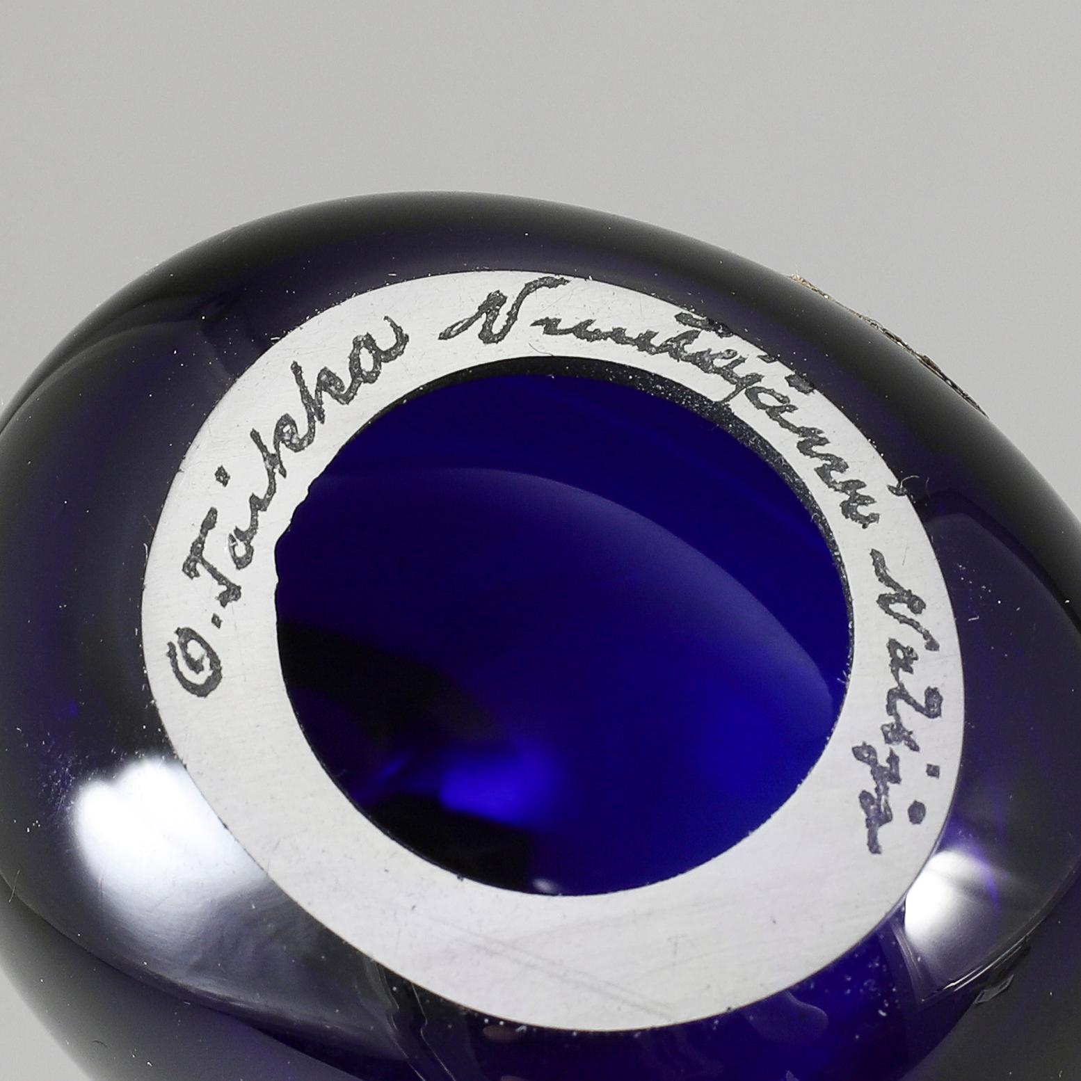 OIVA TOIKKA, glasfågel, Green Flycatcher 1972, signerad O.Toikka, Nuutajärvi Notsjö.