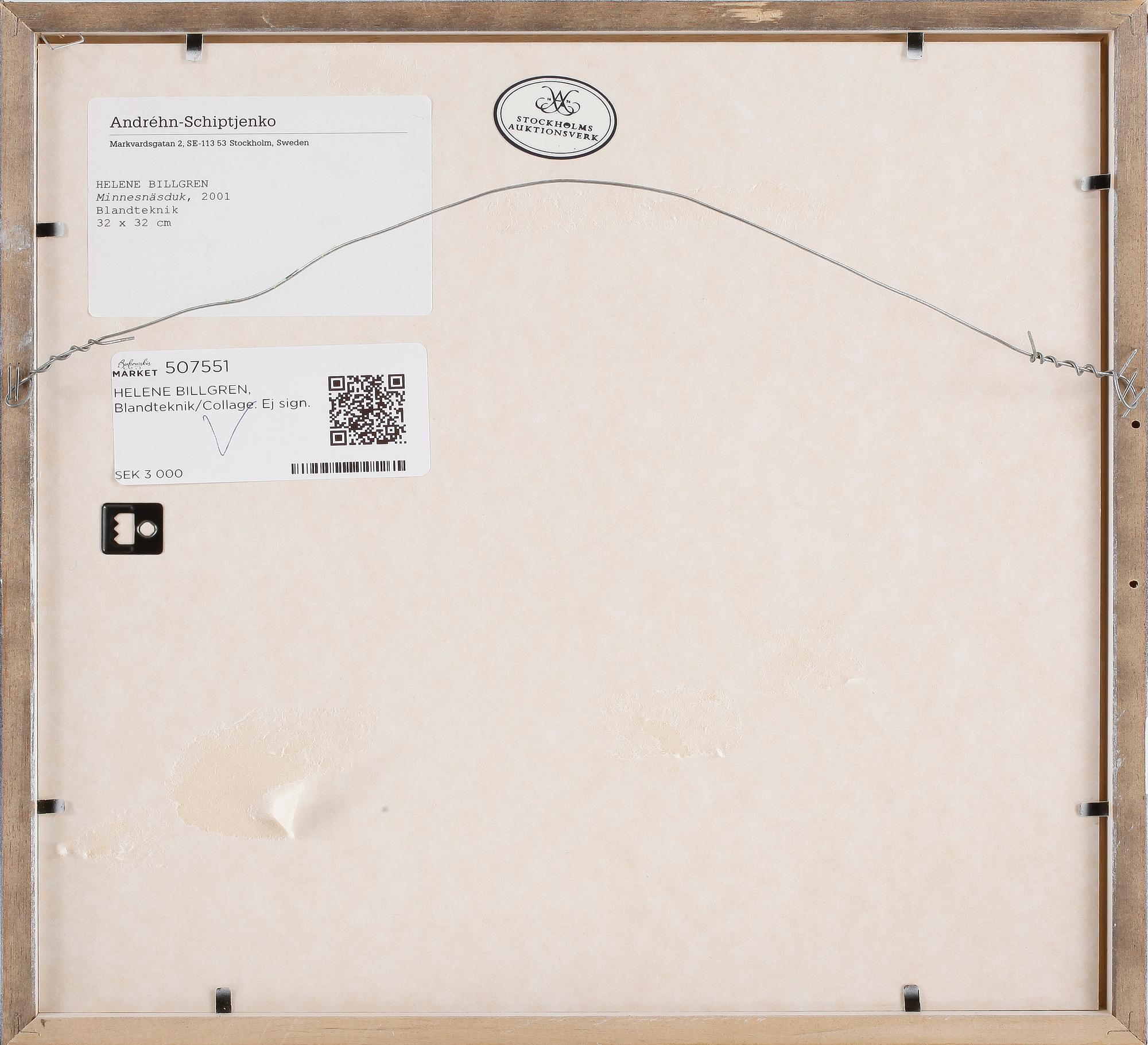 HELENE BILLGREN, Blandteknik/Collage. Ej sign.