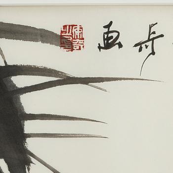 MÅLNING, av An Qi (1966-), "Bambu" (yu hou xin huang), signerad och daterad 2007.