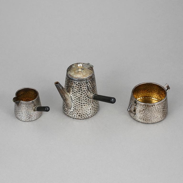 KAFFESERVIS, 3 delar, silver, Köpenhamn 1896-97. Tot ca 280gram.