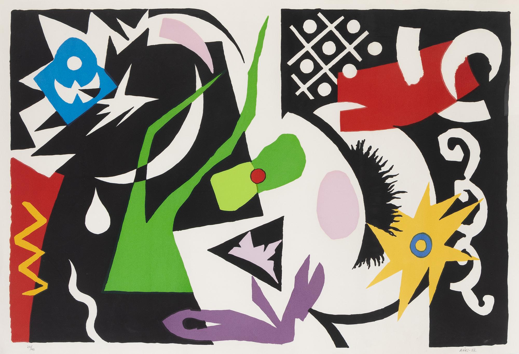 Olle Kåks, lithograph in colours, 1982, signed 20/40.