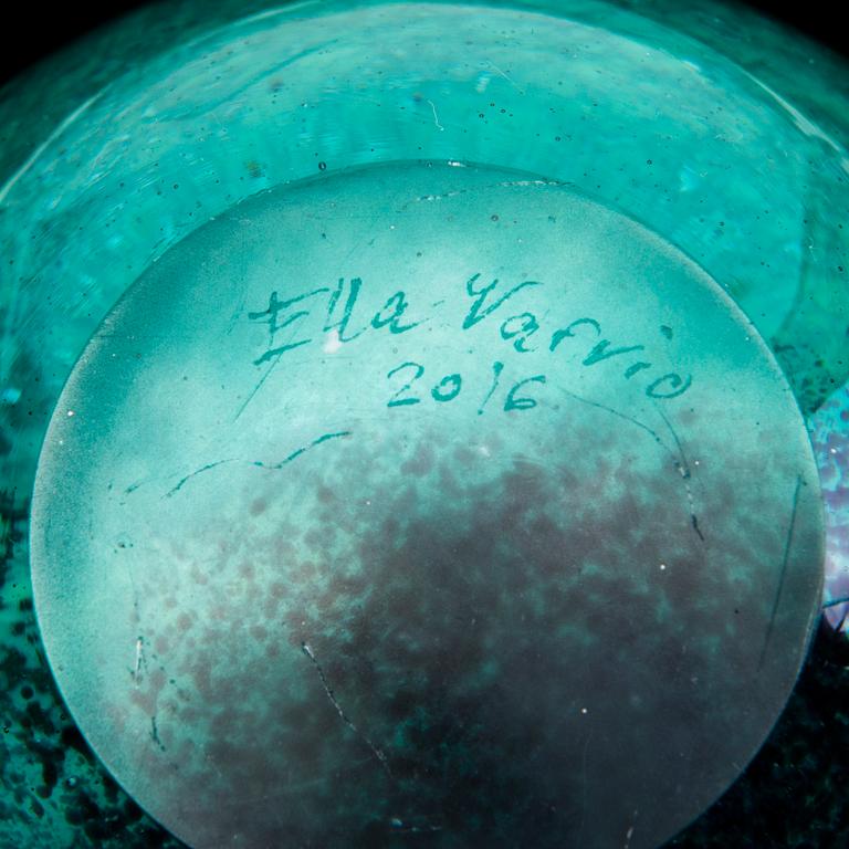 ELLA VARVIO, A glass vase/ sculpture, signed Ella Varvio 2016.