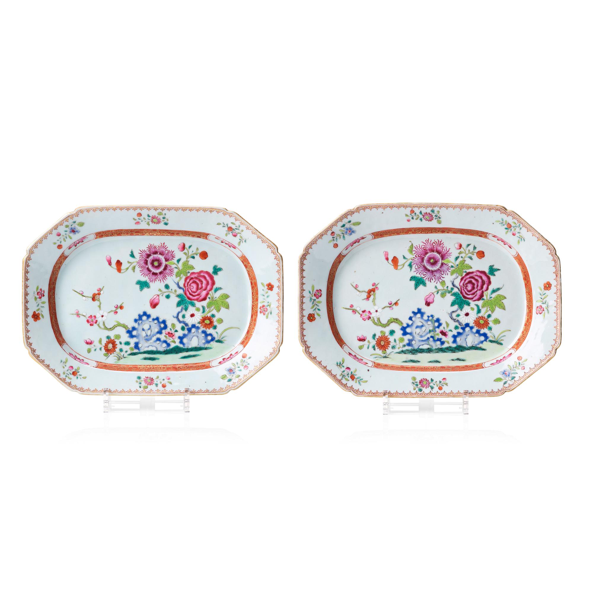 STEKFAT, ett par, porslin. Qingdynastin, Qianlong (1736-95).