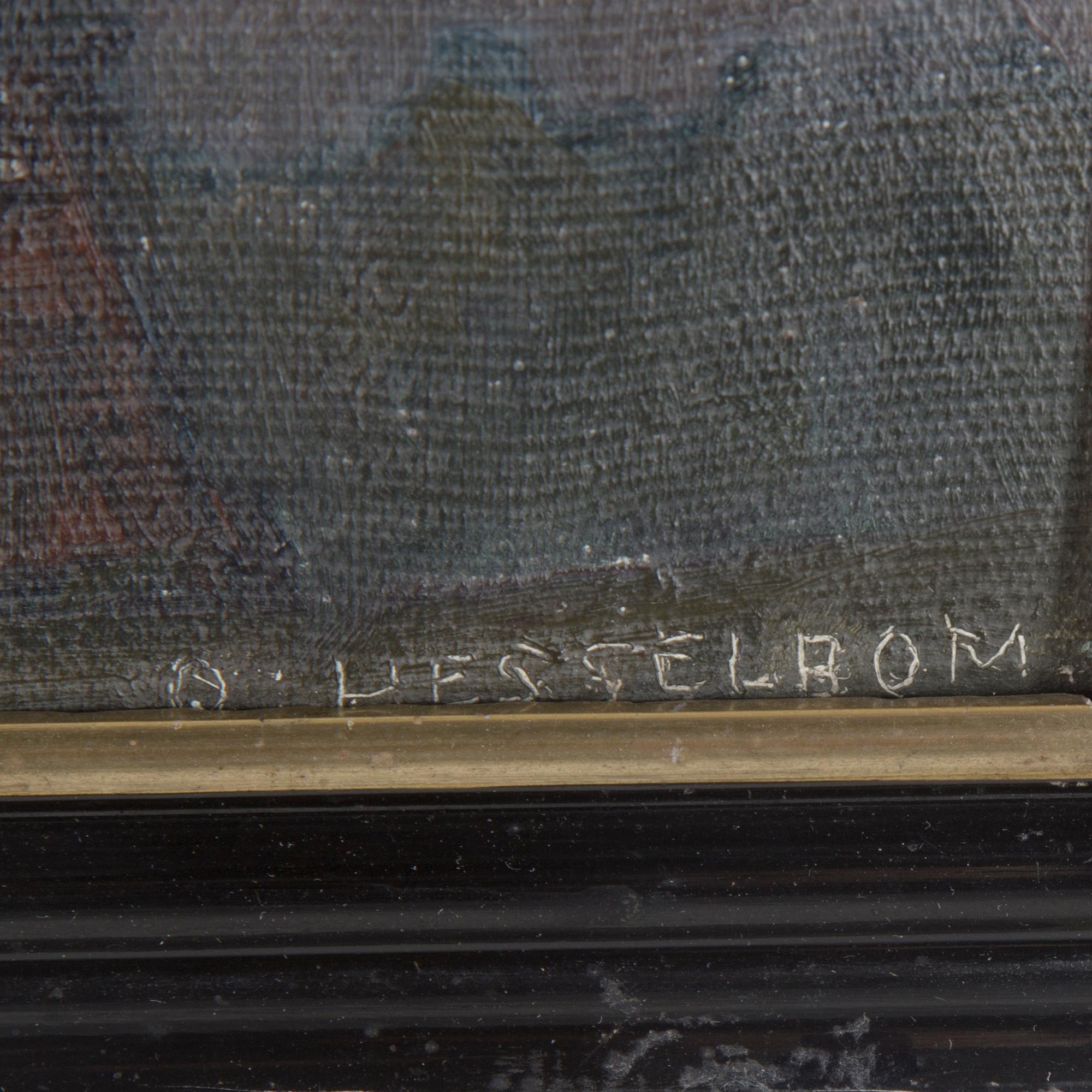 OTTO HESSELBOM, olja på duk uppklistrad på pannå. Signerad.