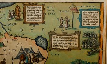 KARTA, kolorerat kopparstick, daterad 1562.