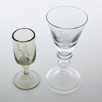 GLAS, 15 st, Kjell Löwenadler, delvis signerade, 1900-talets första hälft.