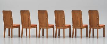 Axel Einar Hjorth, a set of six 'Lovö' chairs, Nordiska Kompaniet, Sweden 1930s.