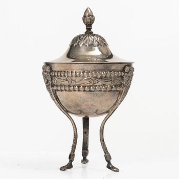 Lidded sugar bowl, silver, Italy, possibly Turin, early 19th century.