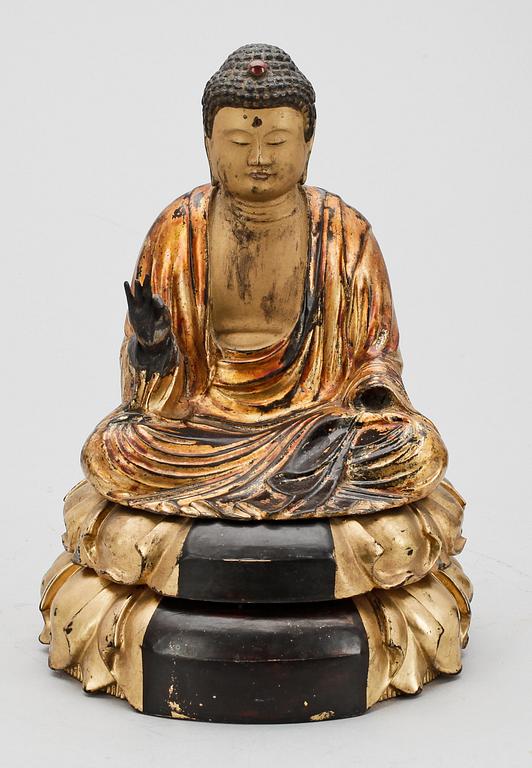 BUDDHASTATYETT, trä, Japan, möjligen 1800-tal.
