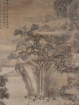 Rullmålning, signerad Wenhuan 文焕, Qingdynastin, daterad 1888.