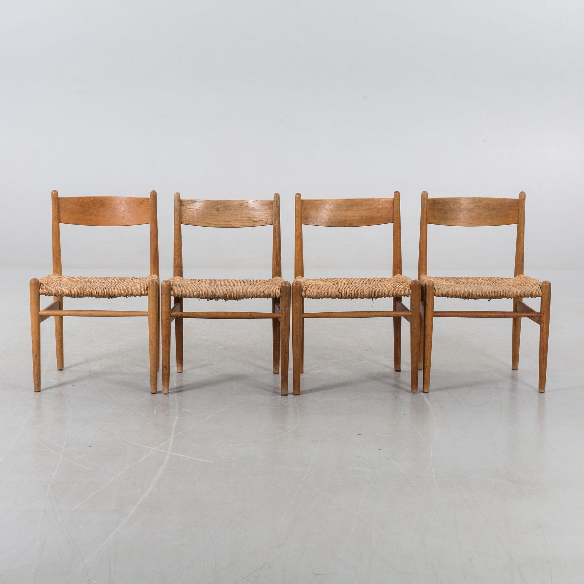 FOUR CHAIRS, "CH 36", Hans J Wegner, Denmark, 20th century 2nd half.