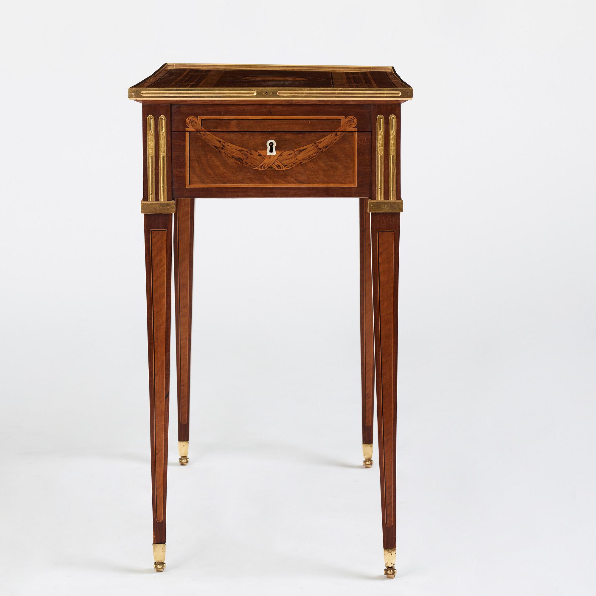 A Gustavian table by G Haupt (master in Stockholm 1770-1784), signed and dated 1781.