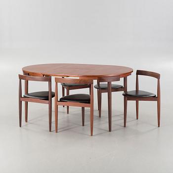 A table with five chairs, designed approx 1952 by Hans Olsen for Frem Røjle,