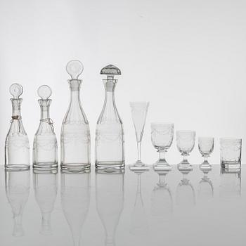 A 138-piece gustavian-style glass service, 20th century.