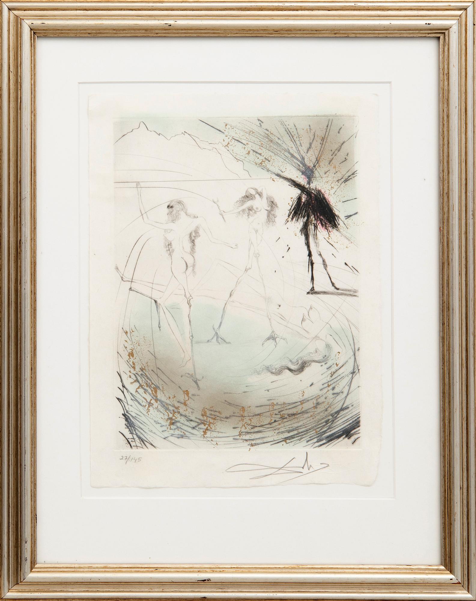 Salvador Dalí, drypoint etching with roulette signed and numbered 27/145.