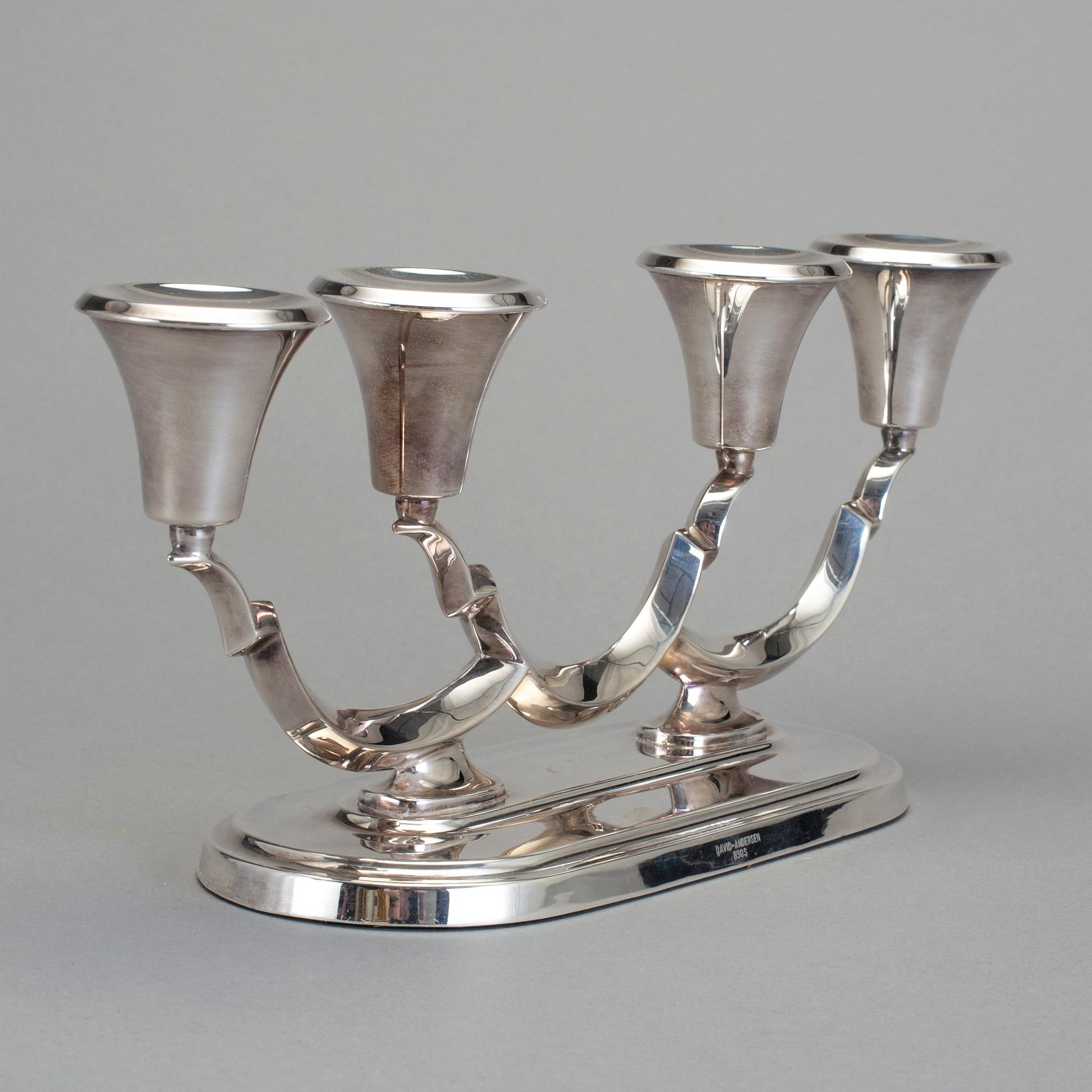KANDELABER, silver, David Andersen, Norge, 1900-talets andra hälft.