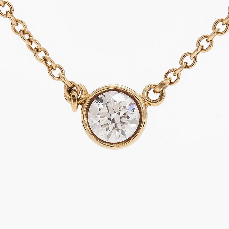 Tiffany & Co, Elsa Peretti, halsband, "Diamonds by the Yard", 18K guld med en briljantslipad diamant.