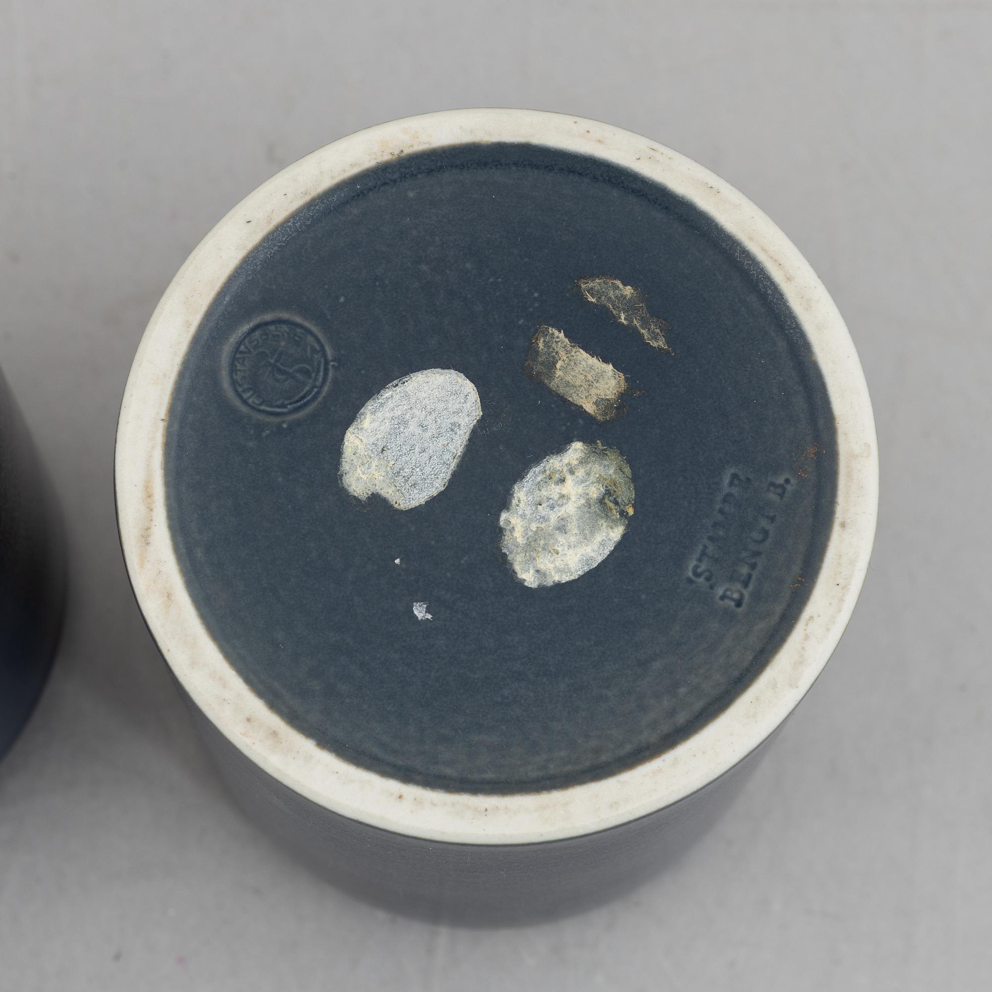 Bengt Berglund, a pair of 'Stampe' lidded stoneware jars, Gustavsberg, Sweden,.