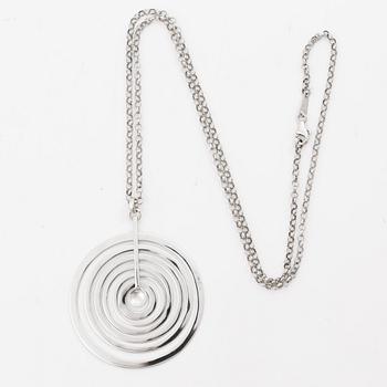 Tapio Wirkkala, Pendant with chain “Silver Moon”, sterling silver, Finland, for Kultakeskus, contemporary.