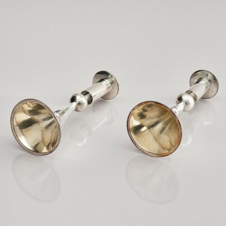 A pair of Swedish sterling silver candlesticks, marks of Sigurd Persson, Stockholm 1959.