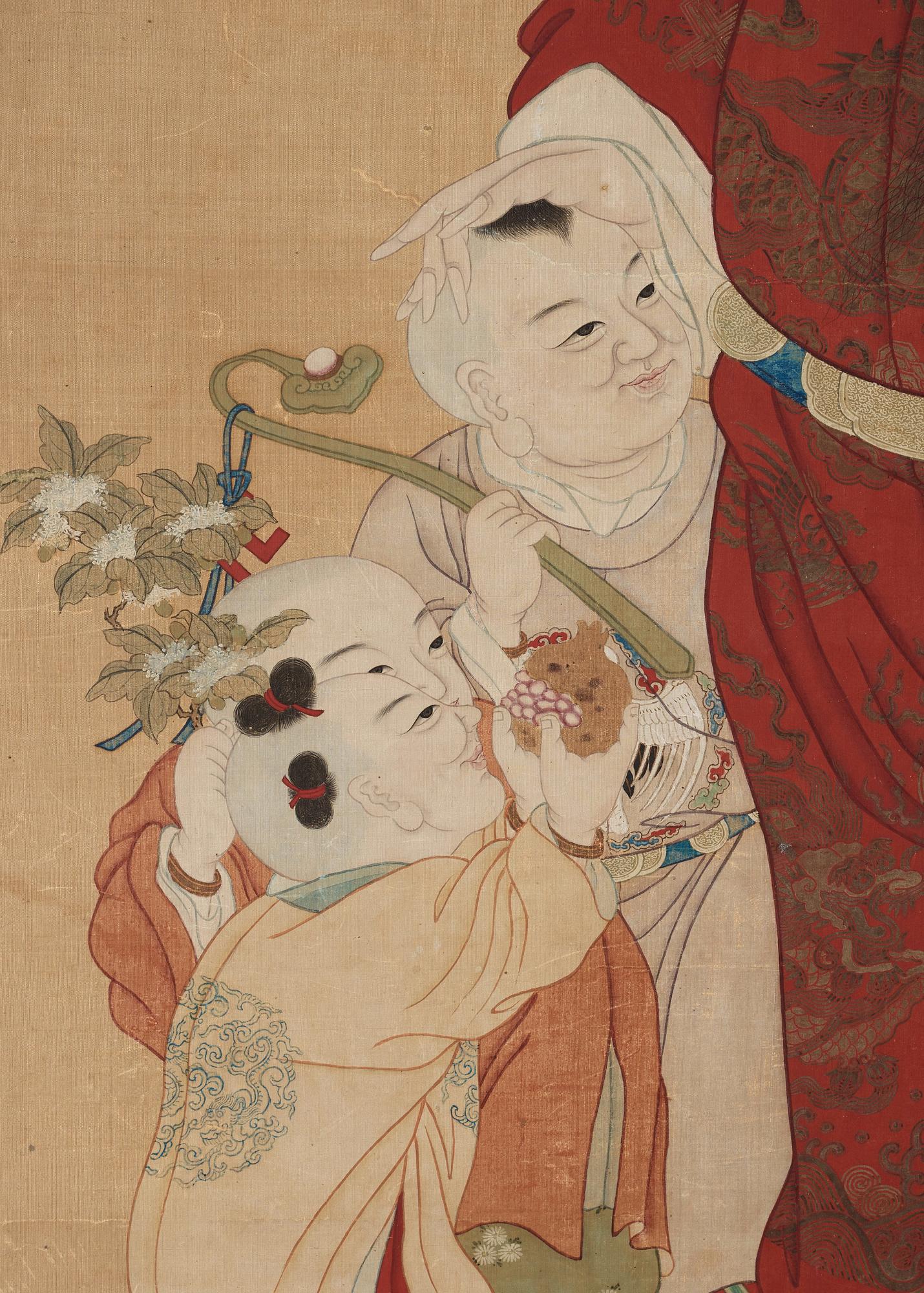 A large hanging scroll by an unidentified artist, in the style of Wan Shouqi (1603-1652), late Qing dynasty (1644-1912).