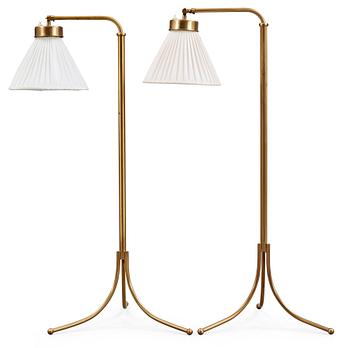 524. Two Josef Frank brass floor lamps, Svenskt Tenn, model 1842.