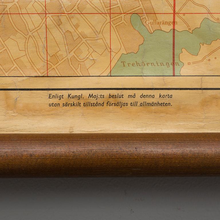 SKOLKARTA, "Stockholms stad med förstäder", A-B Kartografiska Institutet, 1942.