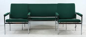 SOFFA samt FÅTÖLJER, ett par, Kay Boeck Hansen för Fritz Hansen, omkring 1970.