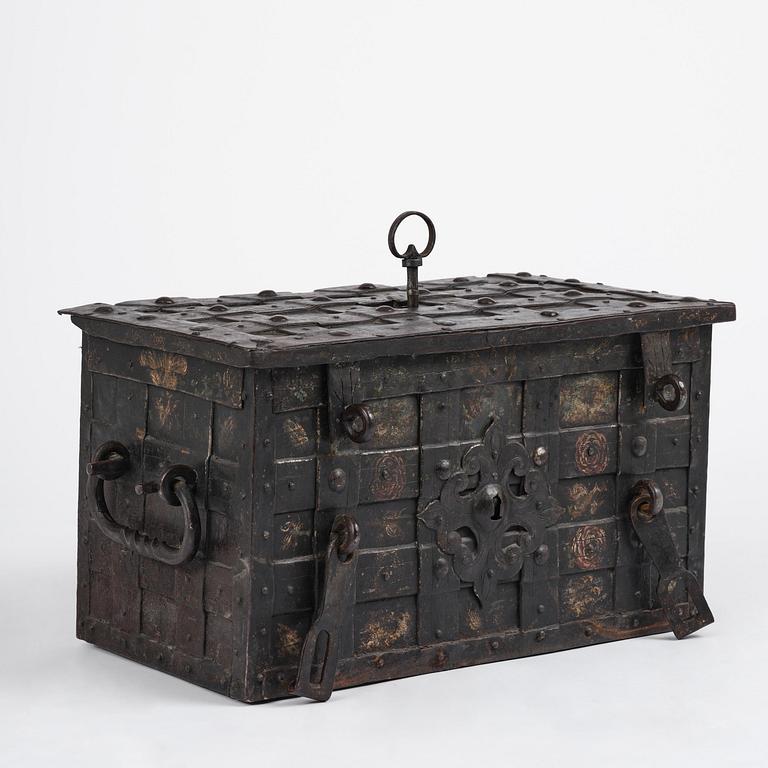 A Baroque German presumably Nuremberg iron 'Armada' chest, later part of the 17th century.