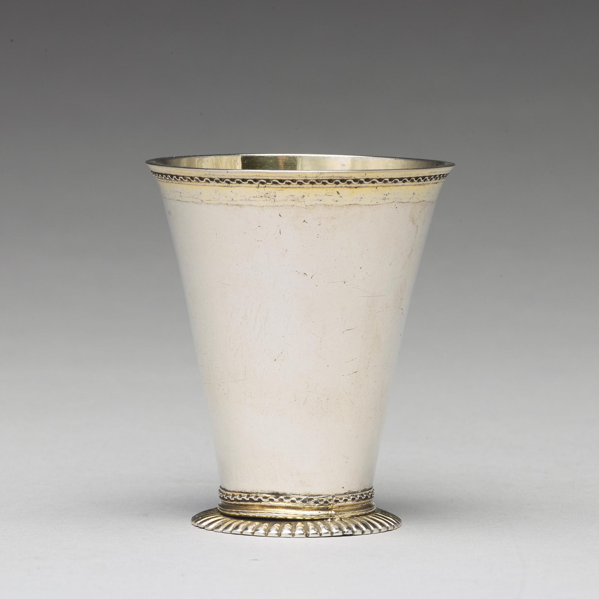 A Swedish 18th century parcel-gilt silver beaker, mark of Johan Ek, Gävle 1735.